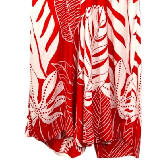 Farm Rio Palm Halter Jumpsuit White / Red Medium Pre-Loved - Picture 3 of 5
